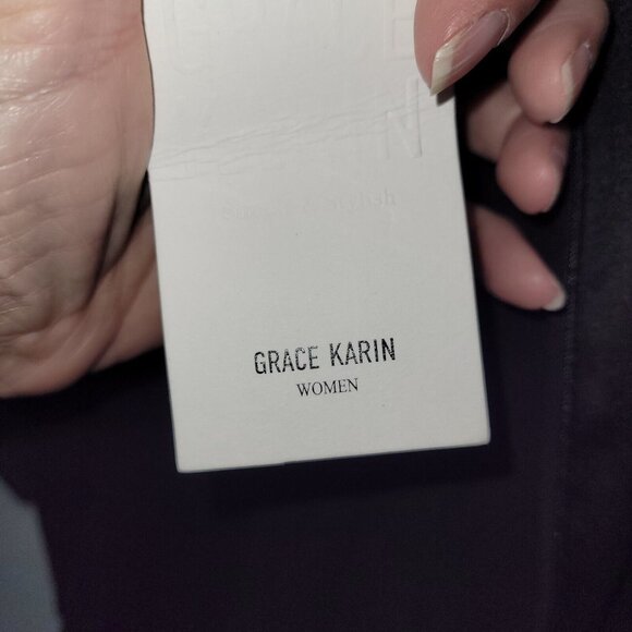 Grace Karin Dress Womens L Black Open Slit Sleeve Lined Classic Midi Minimalist - Picture 6 of 13